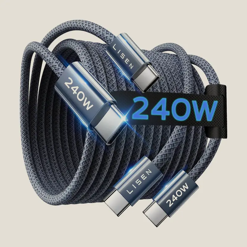 LISEN Cable USB-C a USB-C 240W · 2 m · pack ×2